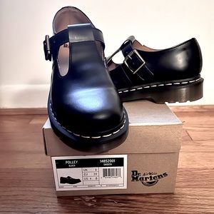 Dr. Martens Polley Black Smooth Leather Mary Janes Flats Docs